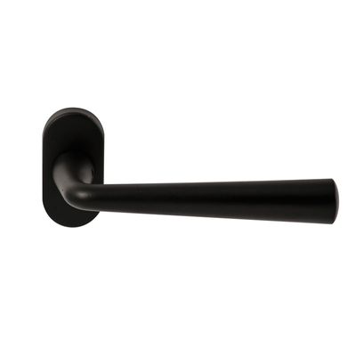 Hardbrass Deurkruk Mikonos op ovaal rozet - zwart Hardbrass Deurkruk Mikonos op ovaal rozet - zwart