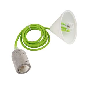 Fitting E27 beton grijs snoer groen