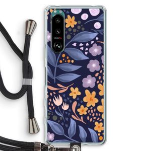 Flowers with blue leaves: Sony Xperia 5 III Transparant Hoesje met koord