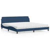 Bed met matras "Dover" stof blauw 200x200 cm