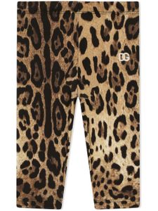 Dolce & Gabbana Kids legging Interlock à imprimé léopard - Marron