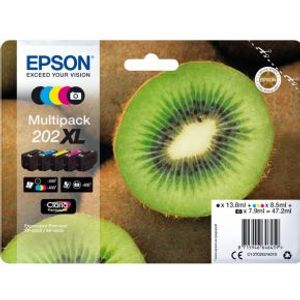 Epson Multipack 202XL 13.8ml 550pagina's 650pagina's Zwart, Cyaan, Foto zwart, Geel inktcartridge