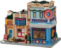 Lemax wheelie's cycle and skate shop verlicht kersthuisje Caddington Village 2022