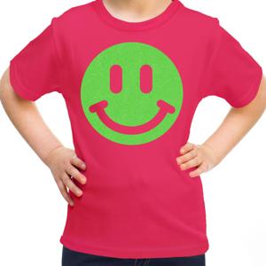 Verkleed T-shirt voor meisjes - Smile Emoticon - roze - carnaval - feestkleding voor kinderen