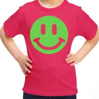 Verkleed T-shirt voor meisjes - Smile Emoticon - roze - carnaval - feestkleding voor kinderen - thumbnail