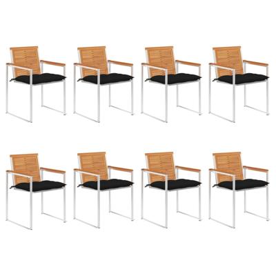 Tuinstoelen 8 st met kussens massief acaciahout