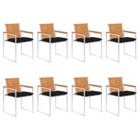 Tuinstoelen 8 st met kussens massief acaciahout