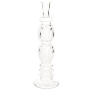 Bloemenvaas Florence - voor kleine stelen/boeketten - transparant glas - ribbel - D9 x H28 cm