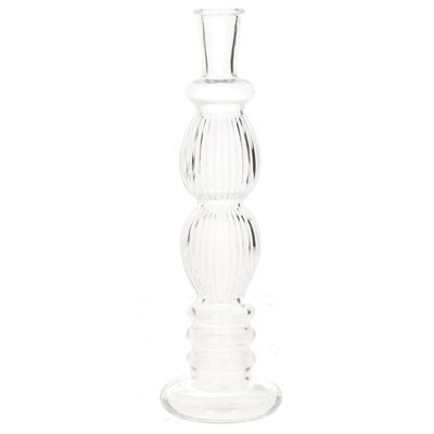 Bloemenvaas Florence - voor kleine stelen/boeketten - transparant glas - ribbel - D9 x H28 cm