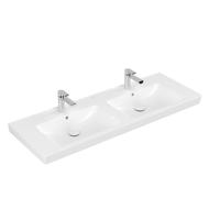 Villeroy & Boch Subway 2.0 meubelwastafel dubbel 130x47cm 2 kraangaten met overloop ceramic+ wit 7175D0R1