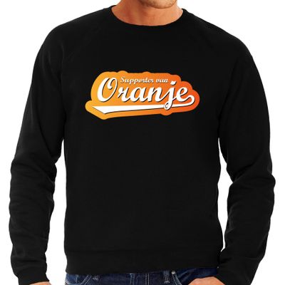 Grote maten zwarte sweater / trui Holland / Nederland supporter van oranje EK/ WK voor heren Grote maten zwarte sweater / trui Holland / Nederland supporter van oranje EK/ WK voor heren