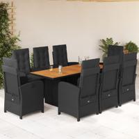 9-delige Tuinset poly rattan zwart