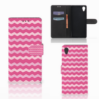 Sony Xperia XA1 Plus Telefoon Hoesje Waves Pink - thumbnail