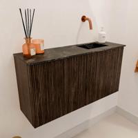 Toiletmeubel Mondiaz Joya Dlux | 80 cm | Meubelkleur Walnut | Faye wastafel Lava Wasbak Rechts | Zonder kraangat(en)