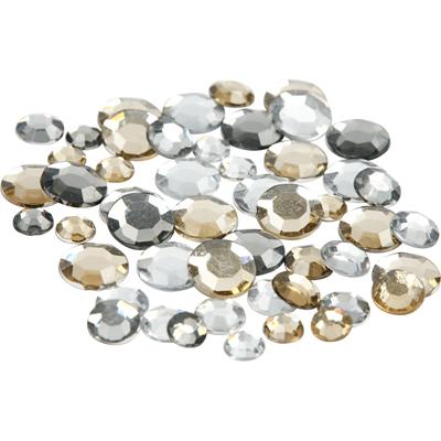 Creativ Company Strasstenen, rond, afm 6+9+12 mm, gouden glans, 360 stuk/ 1 doos