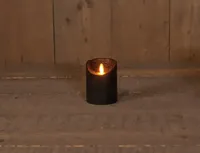Anna&apos;s Collection LED kaars flame effect rustiek 7.5x10cm zwart 1 stuks