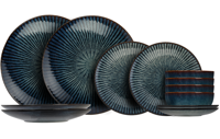 Cosy & Trendy Serviesset Atlantis Stripe 12-Delig / 4 Personen - 4 dinerborden, 4 ontbijtborden en 4 kommen