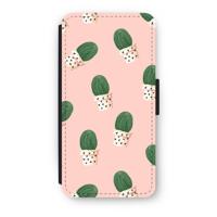 Cactusprint roze: iPhone 8 Plus Flip Hoesje