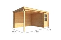 Blokhut met overkapping Els 450 cm bij 250 cm diep Lessenaarsdak - Warentuin collection Blokhut met overkapping Els 450 cm bij 250 cm diep Lessenaarsdak - Warentuin collection