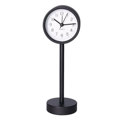 Gerimport Tafelklok staand - metaal - zwart - 22 cm- pilaarklok