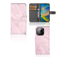 iPhone 14 Pro Bookcase Marble Pink - Origineel Cadeau Vriendin