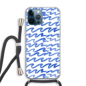 Blauwe golven: iPhone 12 Pro Transparant Hoesje met koord