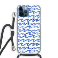 Blauwe golven: iPhone 12 Pro Transparant Hoesje met koord Blauwe golven: iPhone 12 Pro Transparant Hoesje met koord
