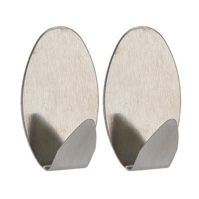 Plakhaakjes ovaal - 2x stuks?- 3 x 2,5 x 5 cm - Zelfklevende ophang haakjes - RVS - zilver