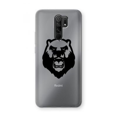 Angry Bear (black): Xiaomi Redmi 9 Transparant Hoesje
