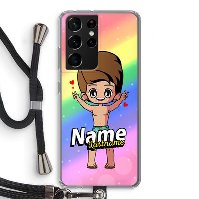 Chibi Maker man: Samsung Galaxy S21 Ultra Transparant Hoesje met koord