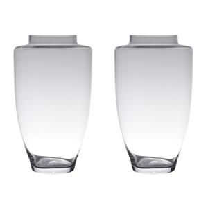 Boeket vaas/bloemenvaas groot - Set van 2x stuks - D26 x H45 cm - transparant glas