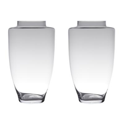Boeket vaas/bloemenvaas groot - Set van 2x stuks - D26 x H45 cm - transparant glas