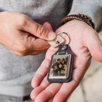 Leren sleutelhanger met foto - Rechthoek