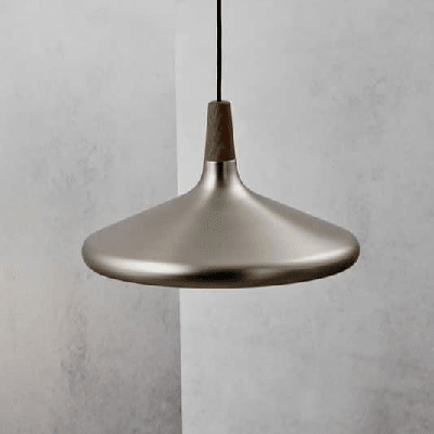 Hanglamp woonkamer zilver hout &apos;Nori 39&apos; E27 fitting walnoothout 390mm DFTP