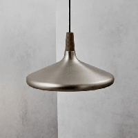 Hanglamp woonkamer zilver hout &apos;Nori 39&apos; E27 fitting walnoothout 390mm DFTP