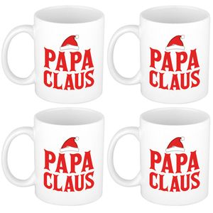 Set van 4x stuks papa Claus mokken/bekers kerstcadeau vader Kerstmis 300 ml - Bekers