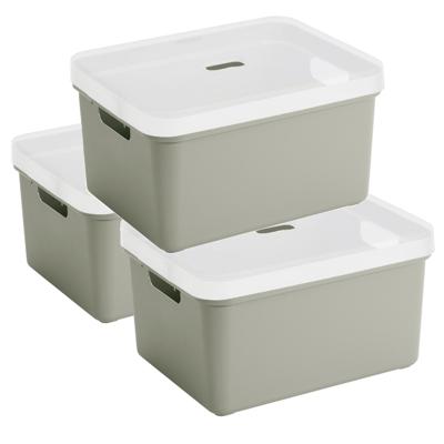Sunware opbergbox - 3x stuks - 32 liter - lichtgroen - kunststof - transparante deksel - 45x35x24 cm Sunware opbergbox - 3x stuks - 32 liter - lichtgroen - kunststof - transparante deksel - 45x35x24 cm