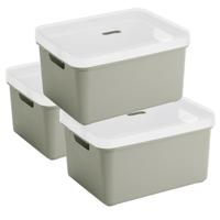 Sunware opbergbox - 3x stuks - 32 liter - lichtgroen - kunststof - transparante deksel - 45x35x24 cm