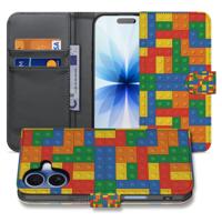 Apple iPhone 17 Hoesje Blokken Design Met 3 Pasjes Kleurrijk