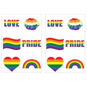 Regenboogvlag kleuren plaktattoos 12 stuks   -