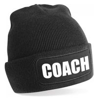 Muts coach zwart voor volwassenen - Cadeau trainer/ coach wintermuts One size  -