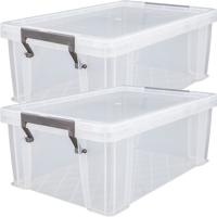 Allstore Opbergbox - 3x stuks - 10 liter - Transparant - 40 x 26 x 15 cm - kunststof - met deksel