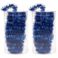 2x stuks folie tinsel slingers/guirlandes blauw 20 meter kerstslingers - thumbnail