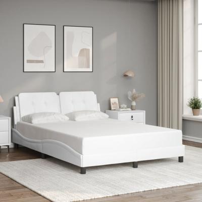 Bedframe met hoofdbord kunstleer wit 140x190 cm