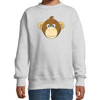 Cartoon aap trui grijs voor jongens en meisjes - Cartoon dieren sweater kinderen - thumbnail