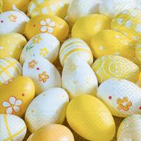 Paperdesign Pasen servetten - 20x stuks - 33 x 33 cm - gele en witte eieren - 3 laags
