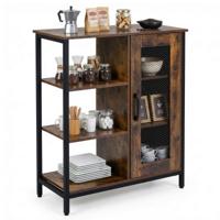 Barkast Opbergkast met Gaasdeur Ruim Blad Verstelbare Planken Stevig Metalen Frame-Bruin