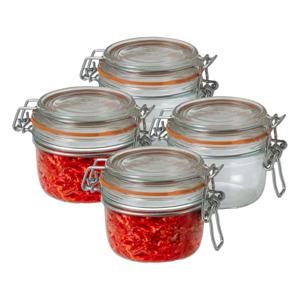 Voorraad/weckpot - 4x - transparant - glas - 7 x 7 cm - 125 ml - Le Parfait