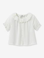 Blouse voor meisjes met Engels borduurwerk in katoenen gaas CYRILLUS ecru