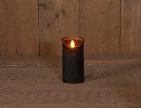 B.o.t. kaars wax rustiek bewegende vlam 7.5x15cm zwart 3xaaa/timer - Annas collection